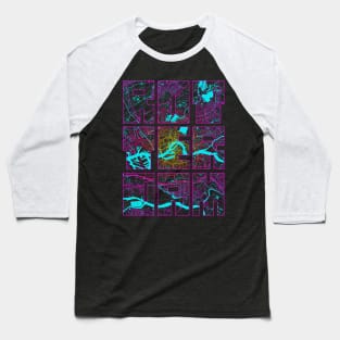 Rotterdam, Netherlands  City Map Typography - Neon Baseball T-Shirt